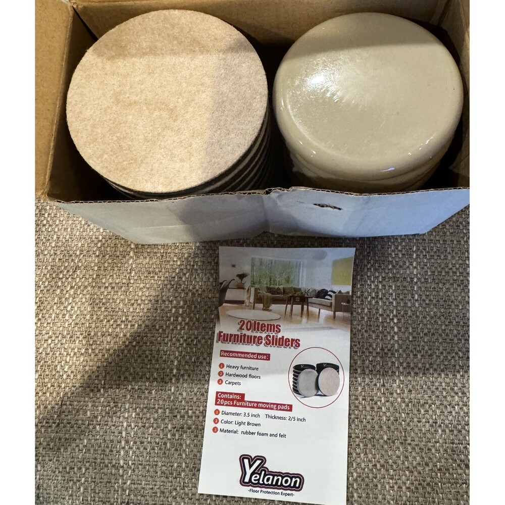 Yelanon Furniture Sliders for Carpet - 20 PCS Heavy Duty Moving Pads 3 1/2" New